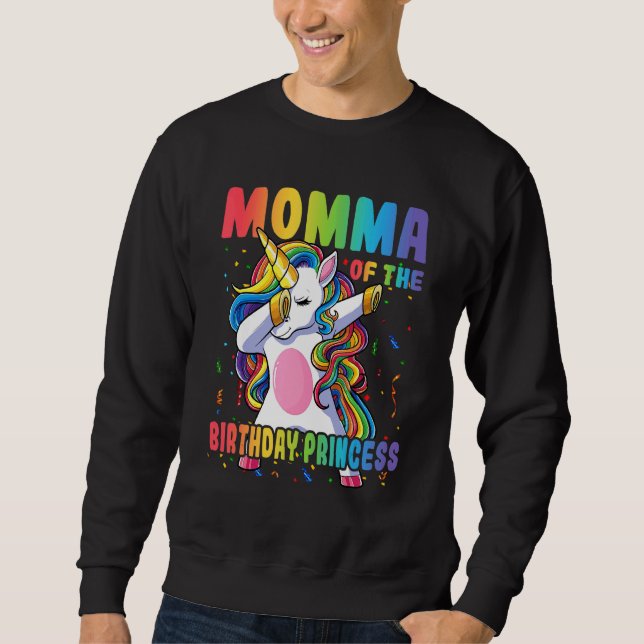 Sudadera Mamá De La Princesa De Cumpleaños Dabbing Unicorn  (Anverso)