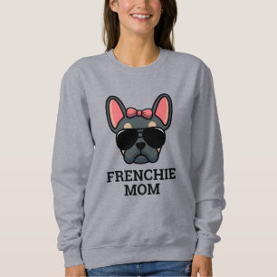 Sudadera Mamá de perrita Bulldog Francés hembra azul y bron