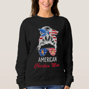 Sudadera Mamá De Pollo Americana Cabello Desordenado En Bun