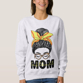 Sudadera Mamá de sóftbol Moño Desordenado Vida de Mamá de S