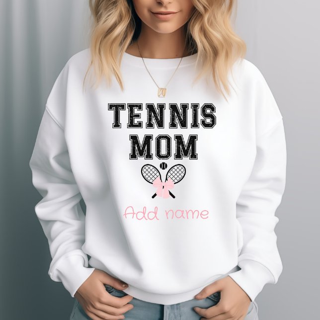 Sudadera Mamá de tenis personalizada con lazo rosa y raquet (Subido por el creador)