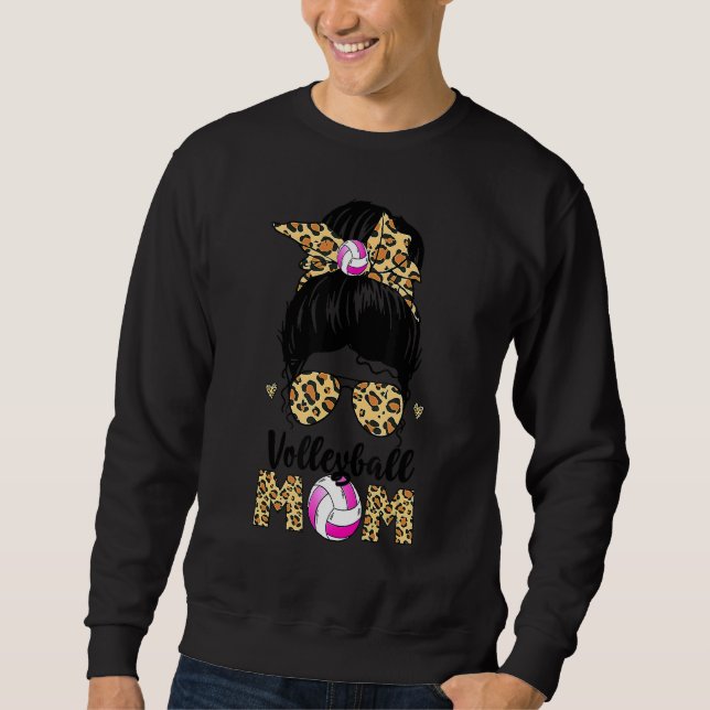 Sudadera Mamá de voleibol leopard desordenada madre de mamá (Anverso)