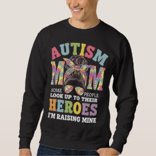 Sudadera Mamá del autismo criando héroe moño desordenado au