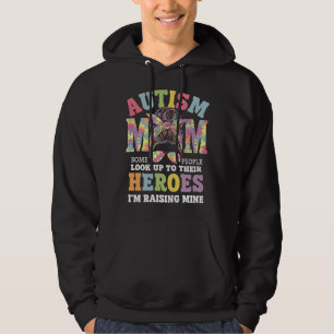 Sudadera Mamá del autismo criando héroe moño desordenado au