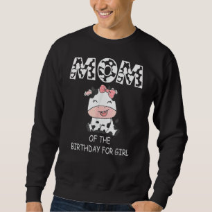 Sudadera Mamá Del Cumpleaños De La Chica Granja De Vaca Pri