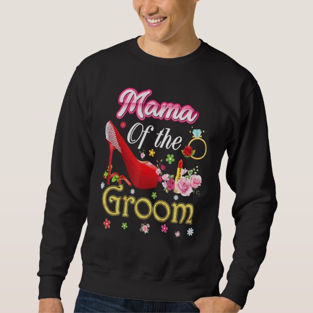 Sudadera Mamá Del Groom Feliz Boda Flor Zapato Rosa M (Anverso)