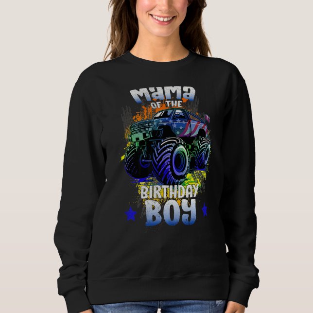 Sudadera Mamá Del Monstruo Del Nacimiento Camión Cumpleaños (Anverso)