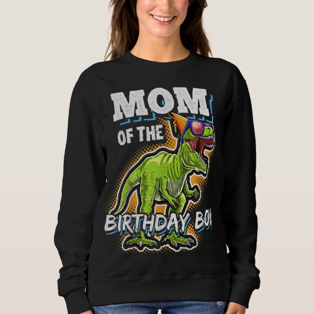 Sudadera Mamá del niño de cumpleaños que codea dinosaurio f (Anverso)