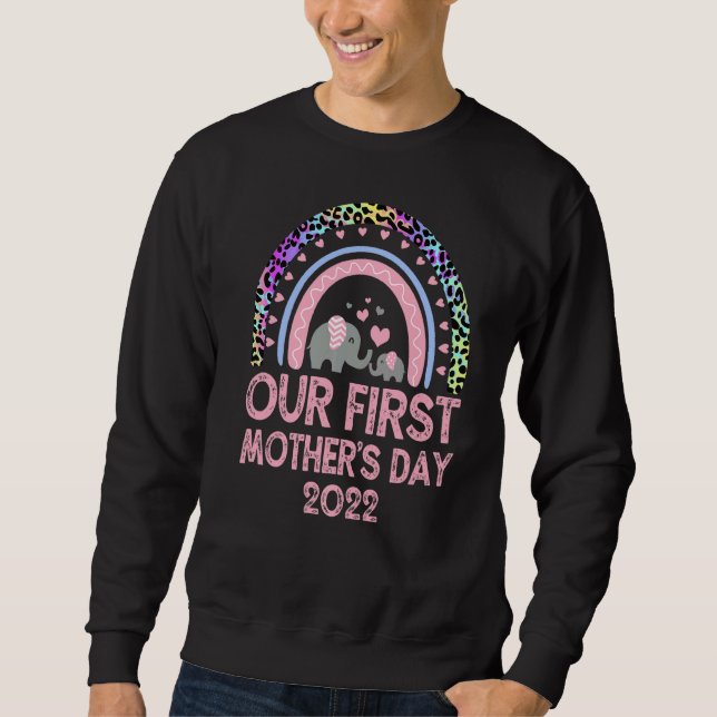 Sudadera Mamá del primer día de la madre cutúa el arcoiris (Anverso)