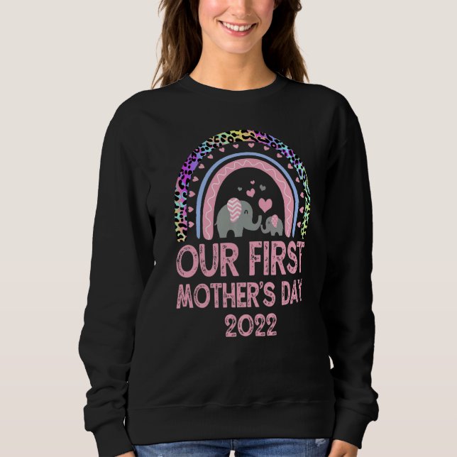 Sudadera Mamá del primer día de la madre cutúa el arcoiris (Anverso)