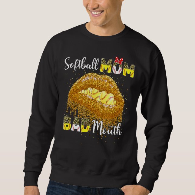 Sudadera Mamá del Softball Mal Boca Bola Vida (Anverso)
