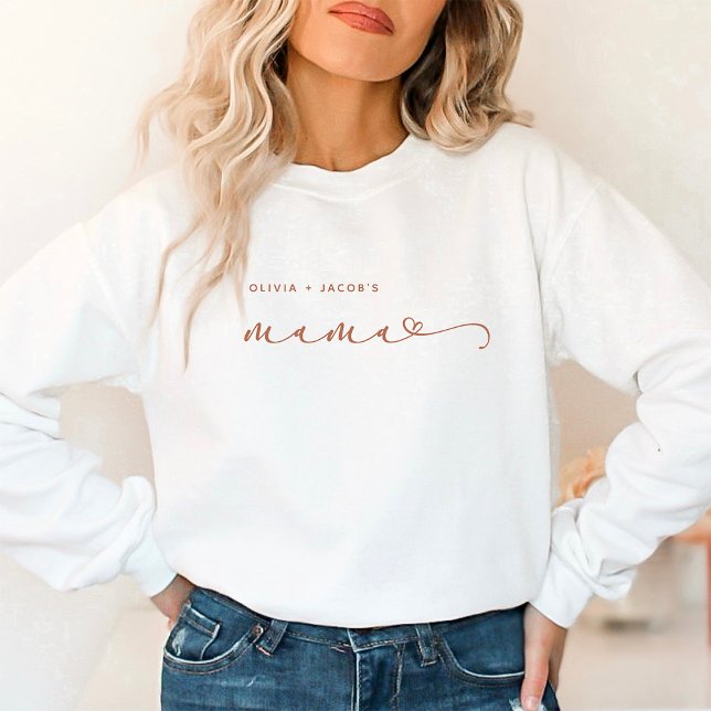 Sudadera Mamá | Escritura de terracota y Corazón con Nombre (Subido por el creador)
