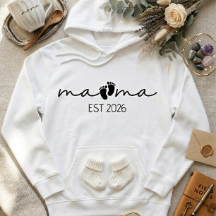 Sudadera Mama Est Año Script Tipografía Huella Mínima