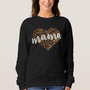 Sudadera Mamá Estampado de Leopardo Corazón Bonito