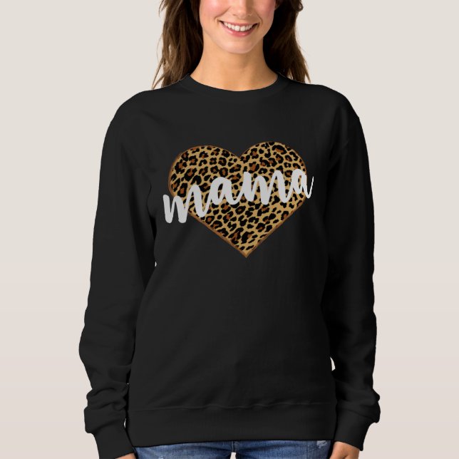 Sudadera Mamá Estampado de Leopardo Corazón Bonito (Anverso)