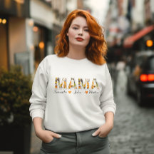 Sudadera "MAMA" floral retro con nombres de niños