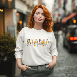 Sudadera "MAMA" floral retro con nombres de niños