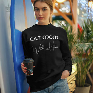 Sudadera Mamá Gata Amante de Mascotas Escritura Blanca Negr