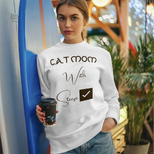 Sudadera Mamá Gata Divertida Letra Marrón Personalizada Ama