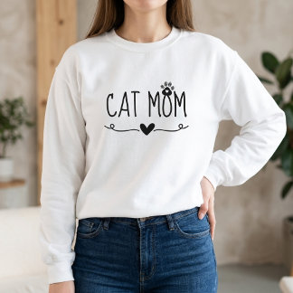 Sudadera Mamá Gato Minimalista Huella de Garra Adorable Cor