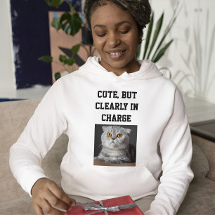 Sudadera Mamá Gato Moderno Texto Personalizado Foto Mascota