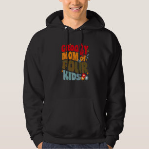 Sudadera Mamá genial de cuatro hijos Retro ondulado 70s Vin