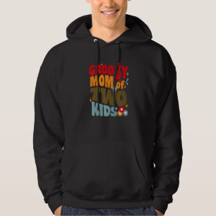 Sudadera Mamá genial de dos hijos retro ondulado años 70 vi