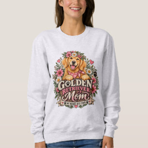 Sudadera Mamá Golden Retriever Floral Mi Corazón Tiene Pata