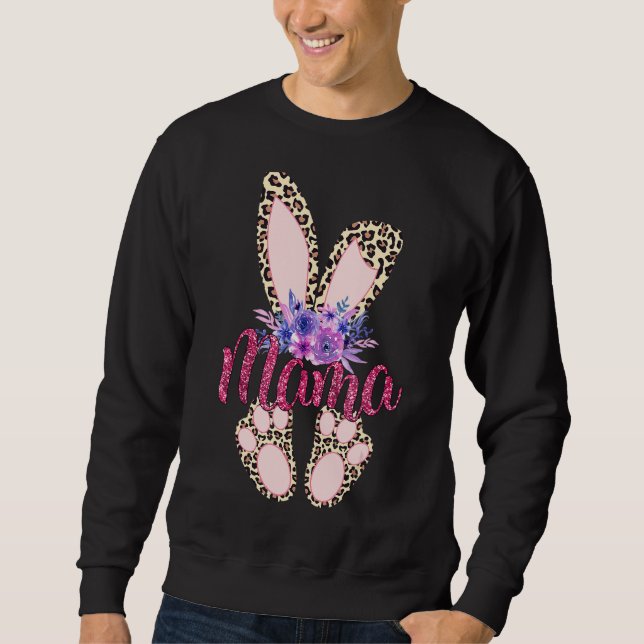 Sudadera Mama Happy Easter Day 2022 Leopard Bunny Rabbit Gi (Anverso)