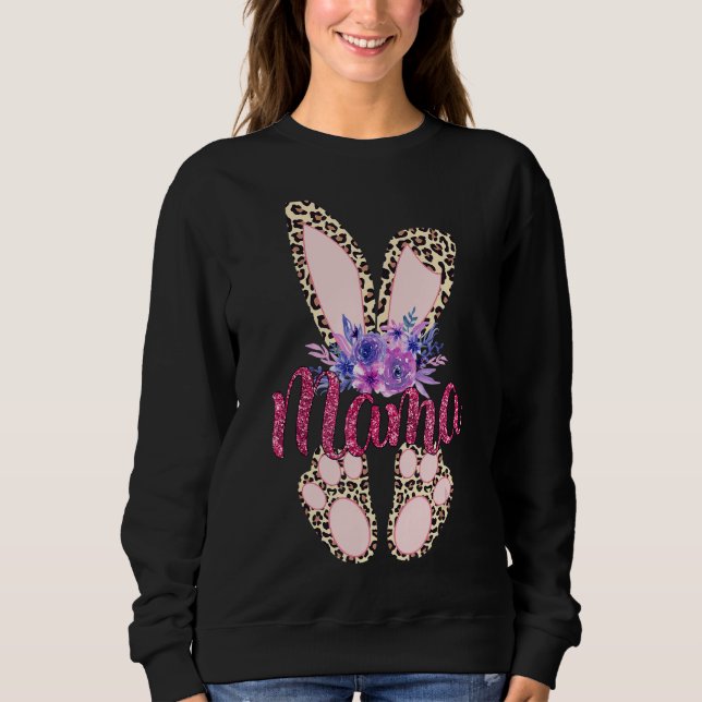 Sudadera Mama Happy Easter Day 2022 Leopard Bunny Rabbit Gi (Anverso)
