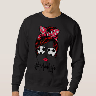 Sudadera Mamá, jugadora de fútbol de Bun Hair de Mom Life