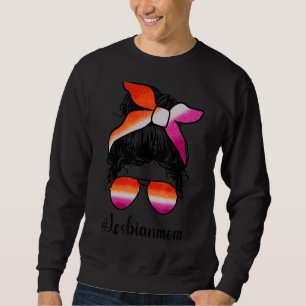 Sudadera Mamá lesbiana Bisexual Bandera Lgbtq Messy Bun