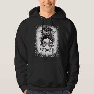 Sudadera Mama Life Pink Leopard Messy Bun Bleached Mothers
