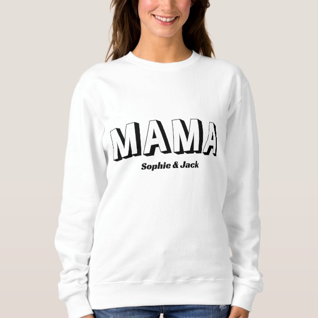 Sudadera MAMA lindo con nombres de niños para mamá (Anverso)