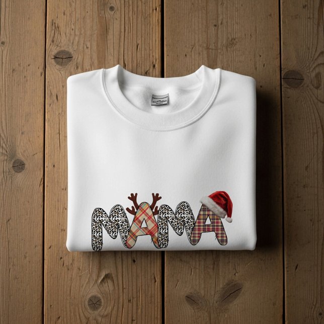 Sudadera Mama Merry Christmas Leopard & Plaid Holiday Shirt (Subido por el creador)
