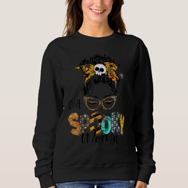 Sudadera Mamá Para Halloween Moño Desordenado Mamá Monstruo (Anverso)