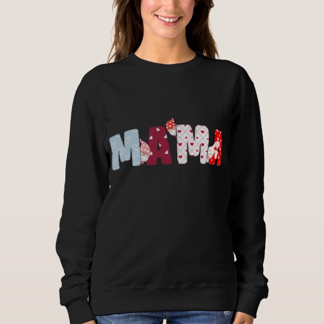Sudadera Mama Patchwork Letter Sweatshirt - Corazón lindo (Anverso)