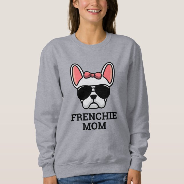 Sudadera Mamá Perro Bulldog Francés Hembra Blanca Frenchie (Anverso)