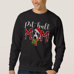 Sudadera Mamá Pit bull Sombrero Santa Cuadros Mamá Perro