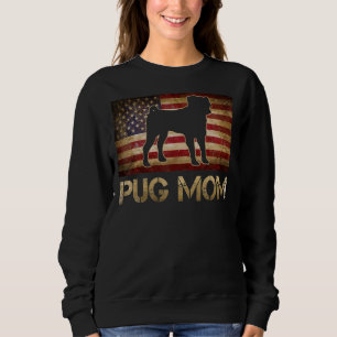 Sudadera Mamá pug vintage Bandera estadounidense perro patr
