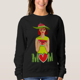 Sudadera Mamá sandía gafas de sol fruta de verano en feliz