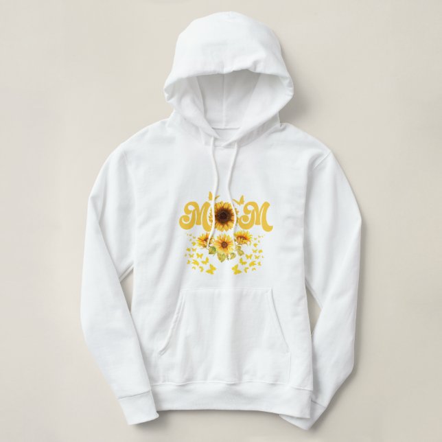 Sudadera Mamá se divierte con los girasoles de mariposas (Diseño del anverso)