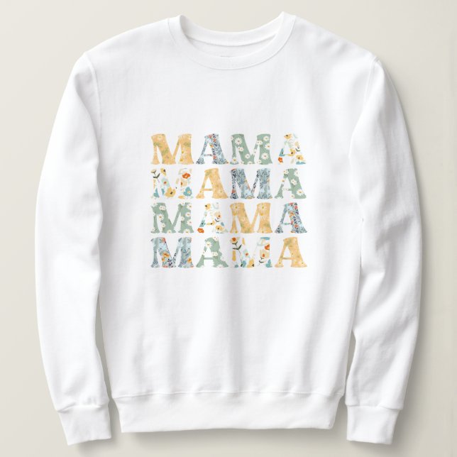 Sudadera Mama Spring Floral Pullover Sweatshirt para Mamá (Anverso del diseño)