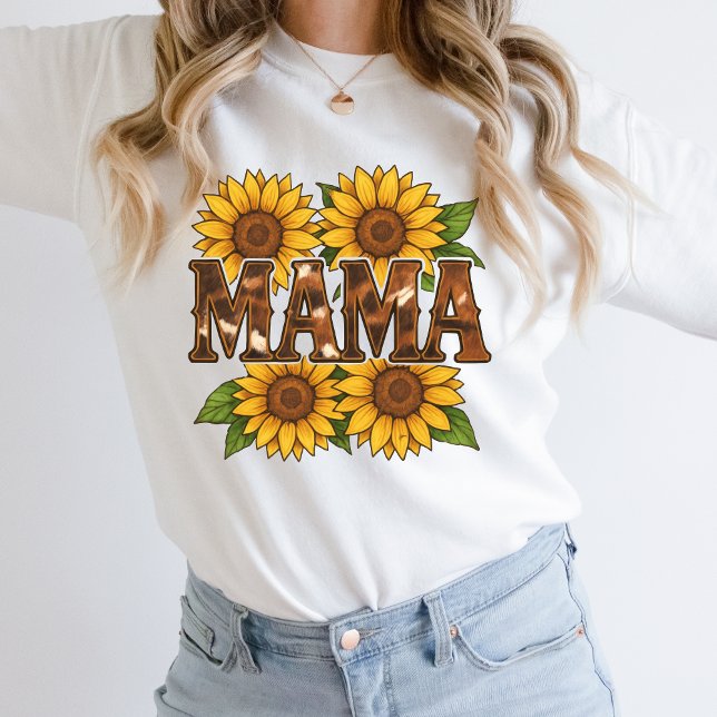 Sudadera Mama Sunflowers Piel de vaca Country Western Rusti (Mama Sunflowers Country Western Rustic Mom T-shirt. Gift for Mom, Mother's day gift, )