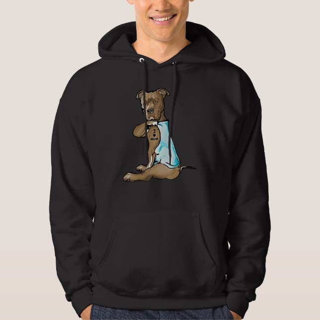 Sudadera Mamá Tatuada Pitbull Marrón Perro de Mascota Pelo  (Anverso)