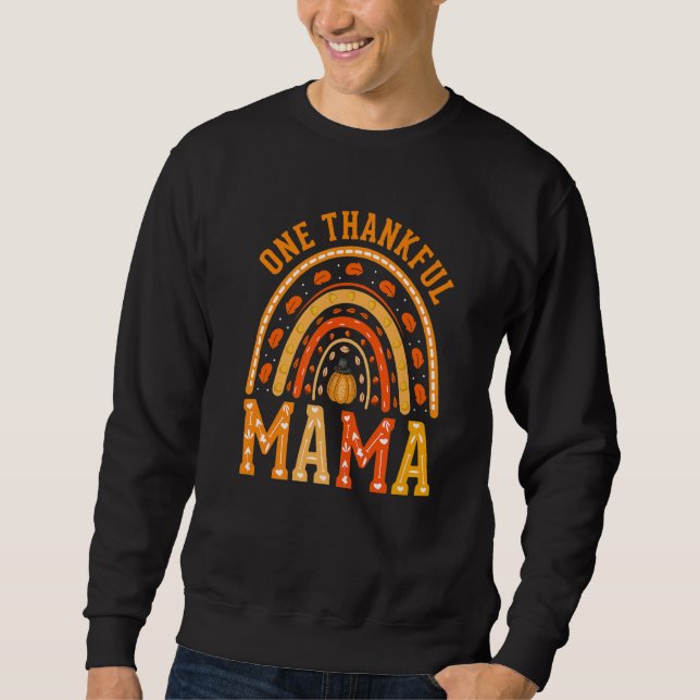 Sudadera Mama Thanksgiving  Mom Humor Cute Rainbow Pumpkin (Anverso)