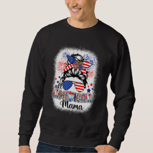 Sudadera Mamá Todo Americana Moño Desordenado 4 De Julio Ga