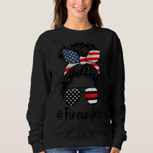 Sudadera Mamá Vida Y Esposa De Bomberos Patriotic Ameri