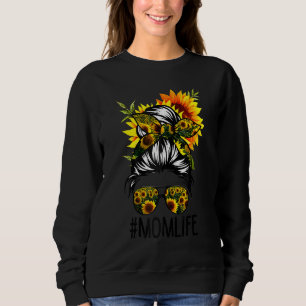 Sudadera Mamá vive desordenada hair bun girasol mujeres mad