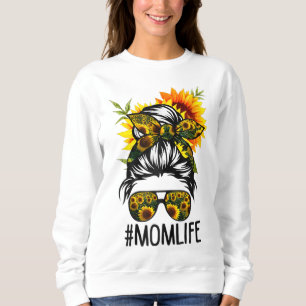 Sudadera Mamá vive desordenada hair bun girasol mujeres mad